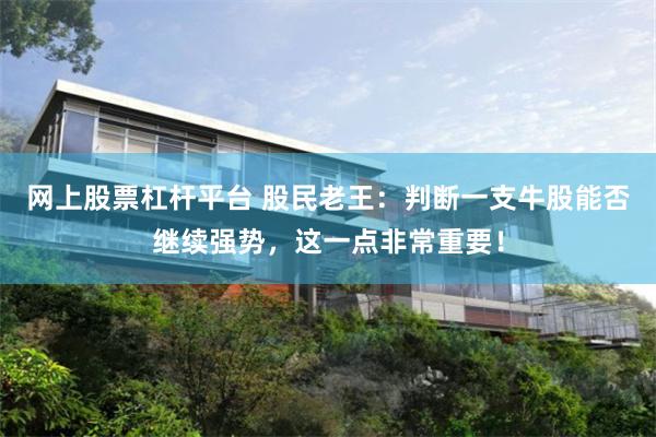 网上股票杠杆平台 股民老王:判断一支牛股能否继续强势,这一点非常重要!