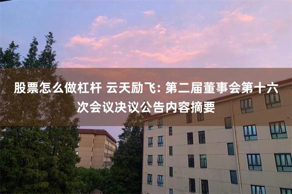 股票怎么做杠杆 云天励飞: 第二届董事会第十六次会议决议公告内容摘要